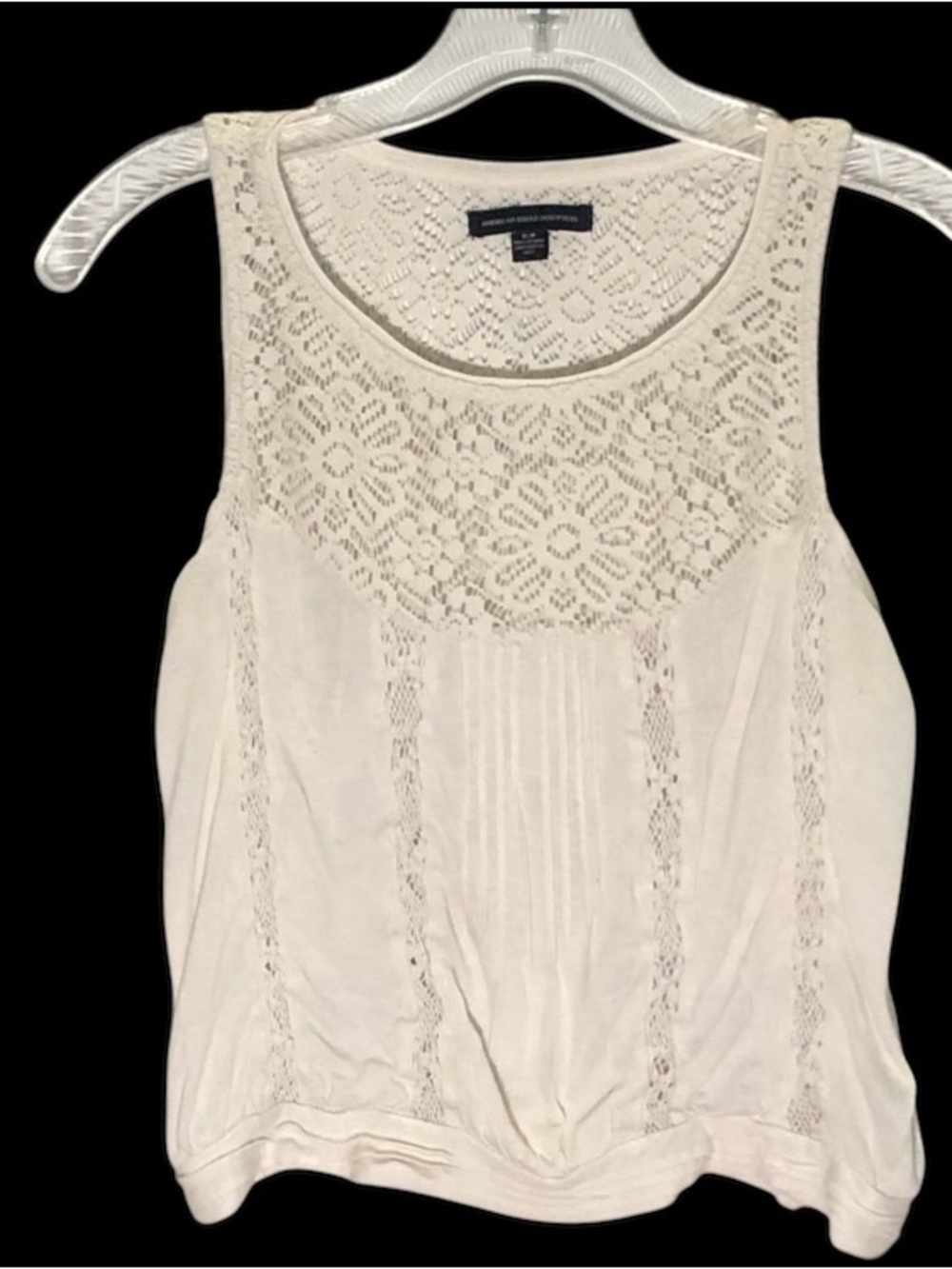 American Eagle Outfitters Crochet Yoke Sleeveless Tank - Ivory